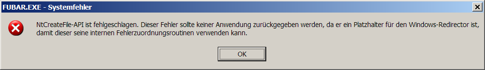 [Screen shot of wrong german error message for NTSTATUS 0xC0000135 alias STATUS_DLL_NOT_FOUND]